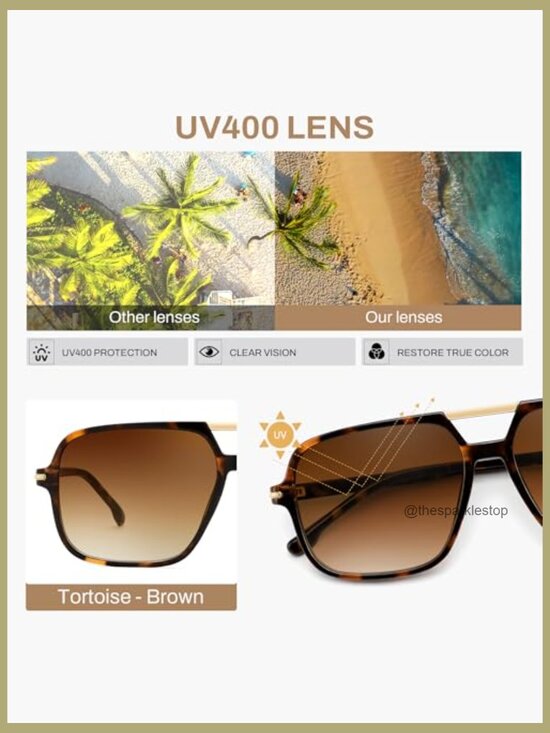 Square Retro Aviator Sunglasses Oversized UV400 Protection Unisex Shades main image 4